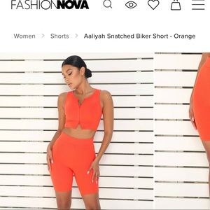 New Fashion Nova Orange Snatched Top & Biker Short Set